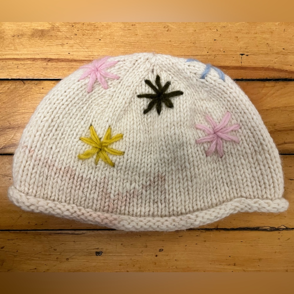 Tayberry & Co Handknit Embroidered Wool Beanie